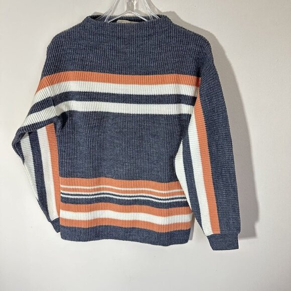 Saks Fifth Avenue Sweaters - Vintage Saks Fifth Ave Sweater Women's Pure Wool Size M Gray Stripes High Neck